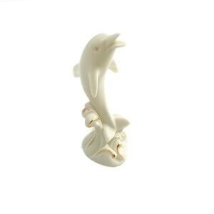 Leaping Dolphin Lenox Cream Porcelain Gilded Handcrafted Figurine 24K accents